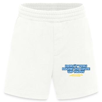 Gib niemals auf – blauer typografischer Text - Heavyweight Shorts - made by SPREAD  - OFF WHITE - Vorne