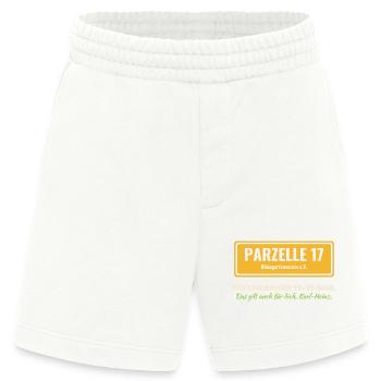 Kleingarten Parzelle Mittagsruhe Schrebergarten  - Heavyweight Shorts - made by SPREAD  - OFF WHITE - Vorne