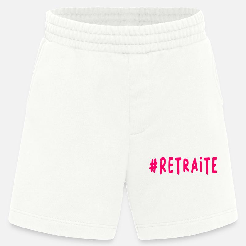 RETRAITE. BONNE RETRAITE. JOYEUSE RETRAITE - Short bio épais fabriqué en UE - OFF WHITE