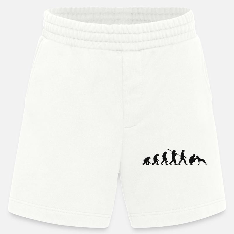 Evolution Lustiger Belgischer Schäferhund Malinois - Heavyweight Shorts - made by SPREAD  - OFF WHITE