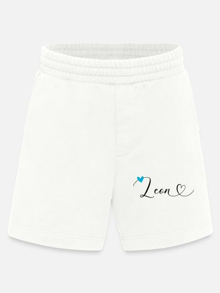 Leon Nom Prénom Calligraphie Coeur - Short bio épais fabriqué en UE - OFF WHITE