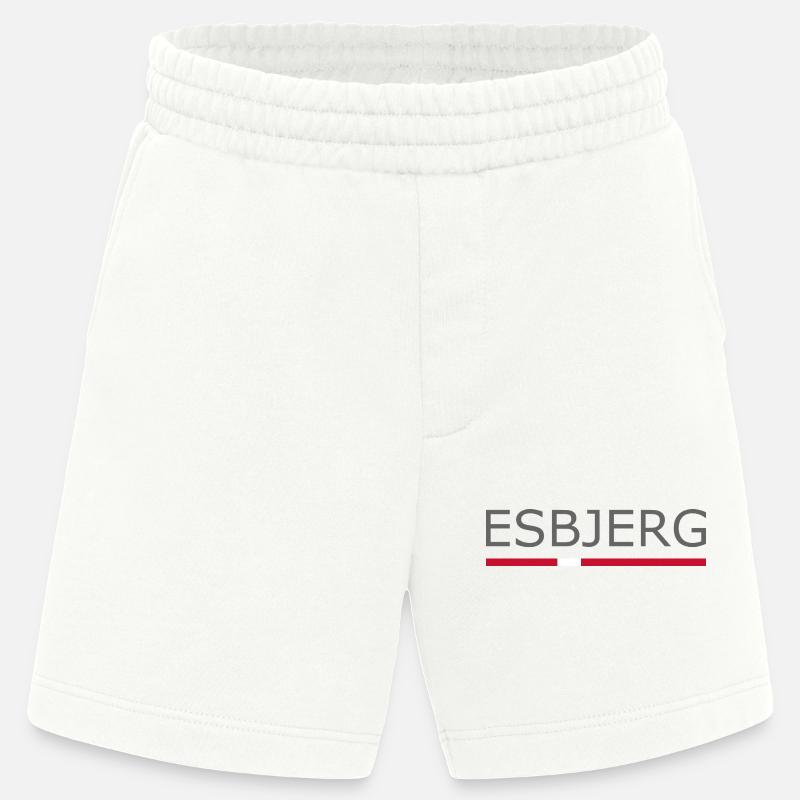 Esbjerg - Drapeau du Danemark - Danemark - Scandinavie - Short bio épais fabriqué en UE - OFF WHITE
