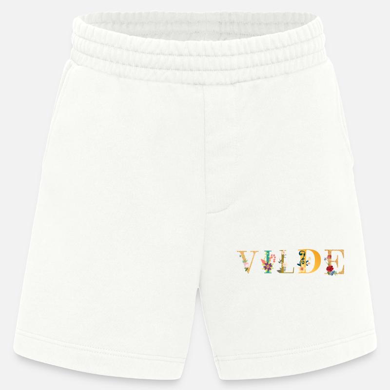 VILDE Name mit Blumen geschmückt - Heavyweight Shorts - made by SPREAD - OFF WHITE