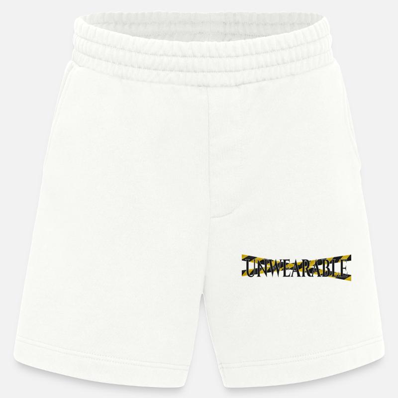 Unwearable – Statement Design with Warning Tape - Heavyweight Shorts - made by SPREAD  - OFF WHITE