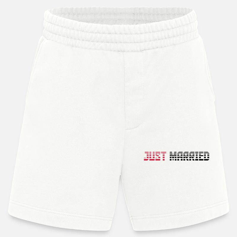 Just Married Text Logo Design - Heavyweight Shorts - made by SPREAD  - OFF WHITE