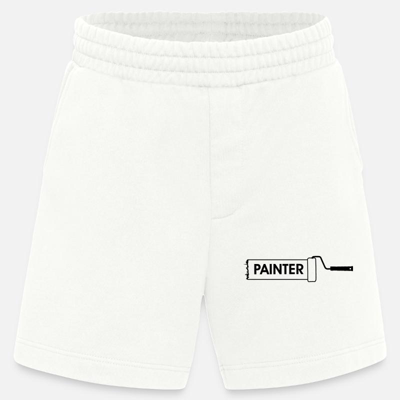 Paint roller transparent with text 'PAINTER' - Heavyweight Shorts - made by SPREAD - OFF WHITE