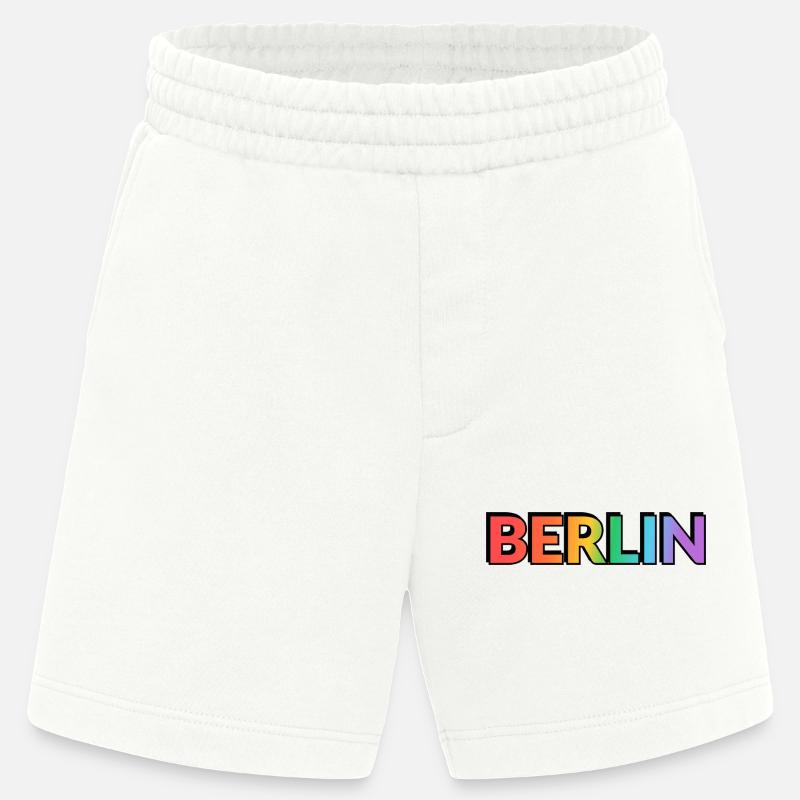 Berlin Rainbow Gradient Letters LGBTQ - Heavyweight Shorts - made by SPREAD  - OFF WHITE