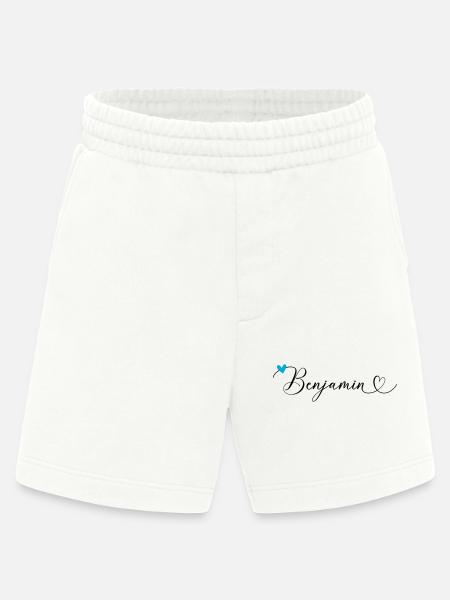 Benjamin Nom Prénom Calligraphie coeur - Short bio épais fabriqué en UE - OFF WHITE