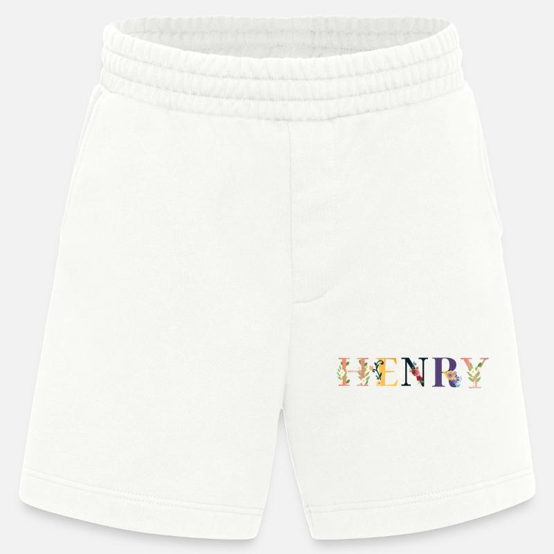HENRY Name mit Blumen geschmückt - Heavyweight Shorts - made by SPREAD  - OFF WHITE