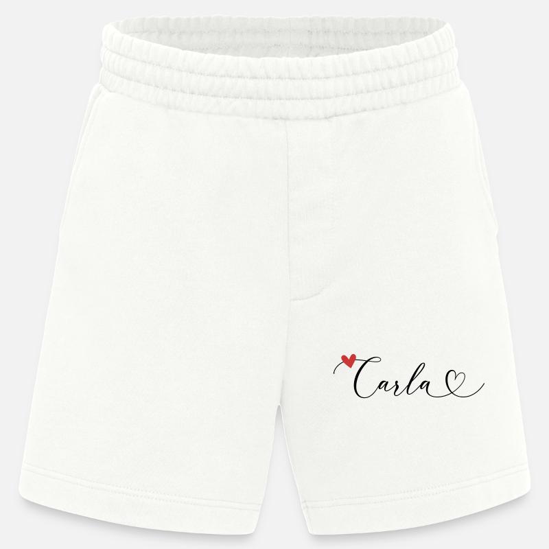 Carla Surname First name Calligraphy Heart - Heavyweight Shorts - made by SPREAD  - OFF WHITE