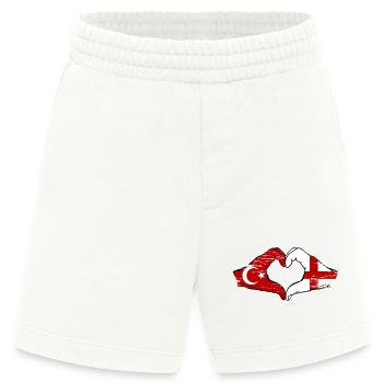 Turkey England Flag Hands Heart Shape Used - Heavyweight Shorts - made by SPREAD  - OFF WHITE - Front