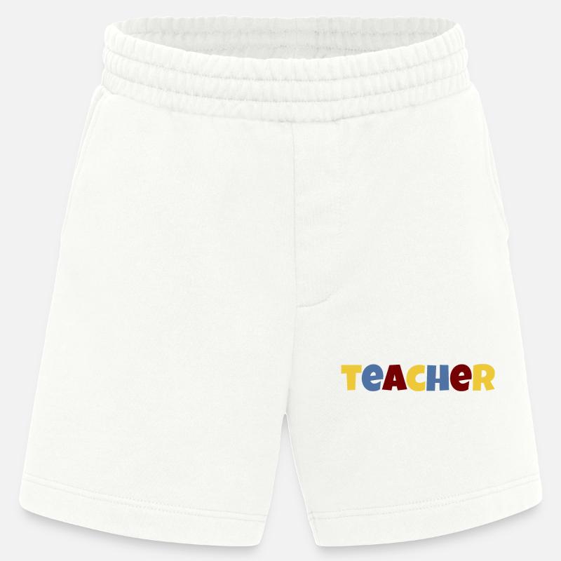 Lehrer bunter Text - Heavyweight Shorts - made by SPREAD  - OFF WHITE