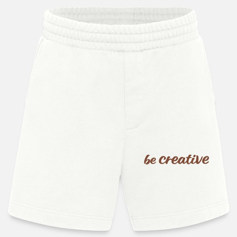 Be Creative Script Brown - Heavyweight Shorts - made by SPREAD  - OFF WHITE