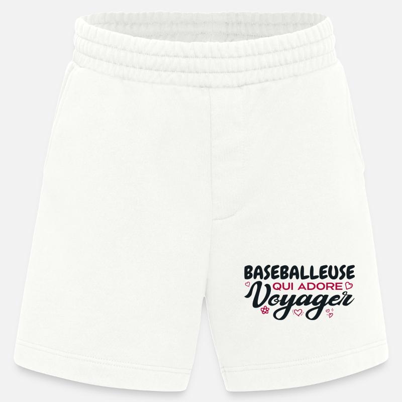 Baseballeuse globe-trotteuse passionnée de voyages - Short bio épais fabriqué en UE - OFF WHITE