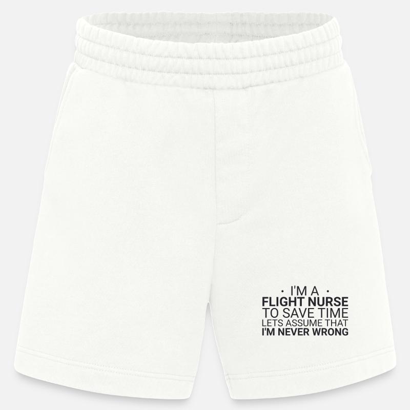 Flight Nurse Never Wrong Luftrettung - Heavyweight Shorts - made by SPREAD  - OFF WHITE