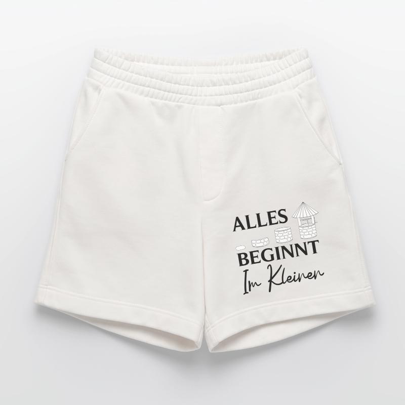 Well builder Spruch: Everything starts on a small scale Heavyweight Shorts - made by SPREAD 