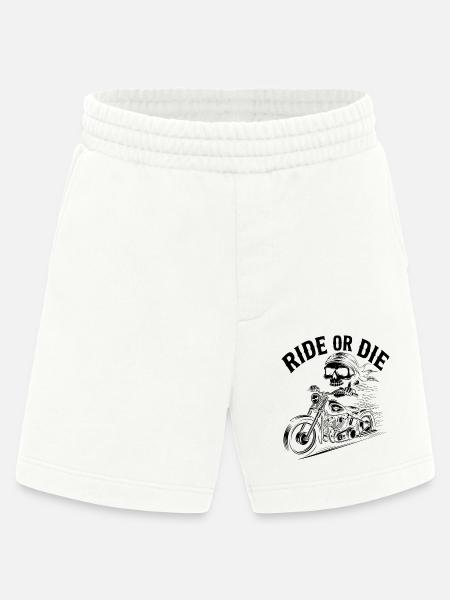 Ride or Die - Atemberaubendes Skeleton Biker Zitat - Heavyweight Shorts - made by SPREAD - OFF WHITE