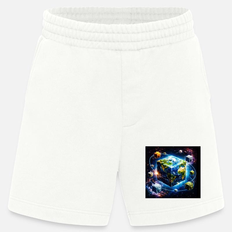 Cube terrestre dans l’espace - Short bio épais fabriqué en UE - OFF WHITE