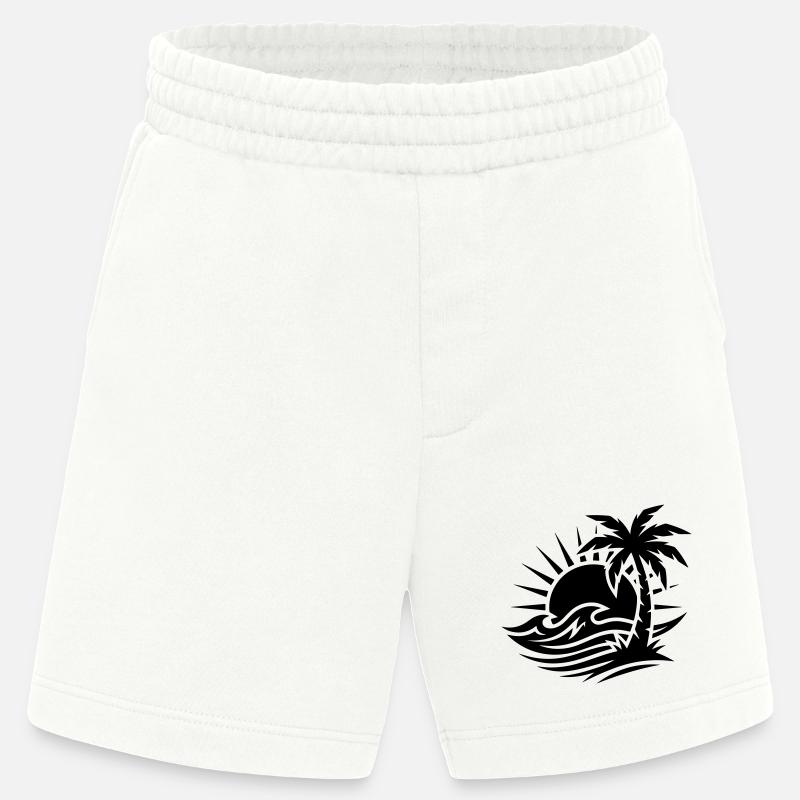 Océan Palm Tree Beach - Short bio épais fabriqué en UE - OFF WHITE