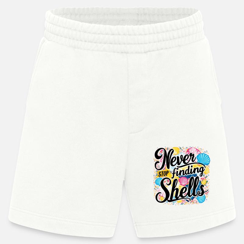 Never Stop Finding Shells Design - Heavyweight Shorts - made by SPREAD  - OFF WHITE