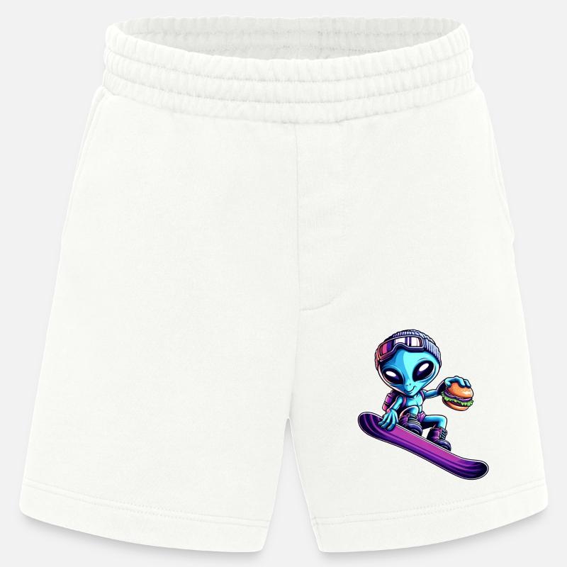 Alien Snowboard Hamburger Abenteuer - Heavyweight Shorts - made by SPREAD  - OFF WHITE