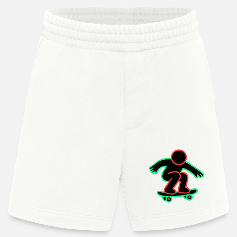 Neon Skateboarder Linienkunst - Heavyweight Shorts - made by SPREAD  - OFF WHITE