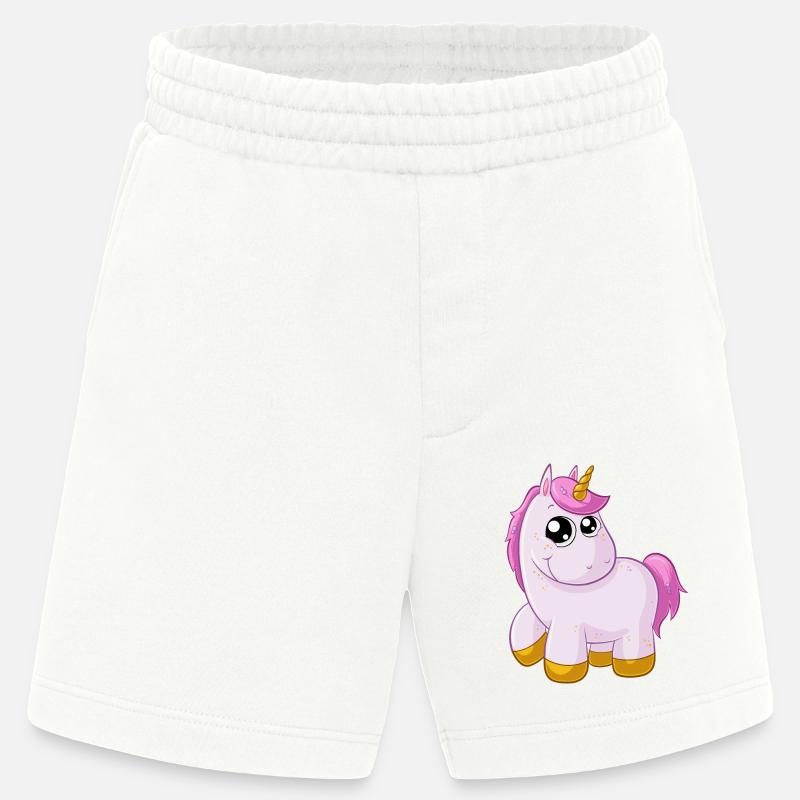 Pinkes Comic Einhorn - Heavyweight Shorts - made by SPREAD  - OFF WHITE