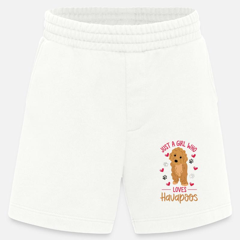 havapoo, havapoo havapoo mother, Havanese, - Heavyweight Shorts - made by SPREAD  - OFF WHITE