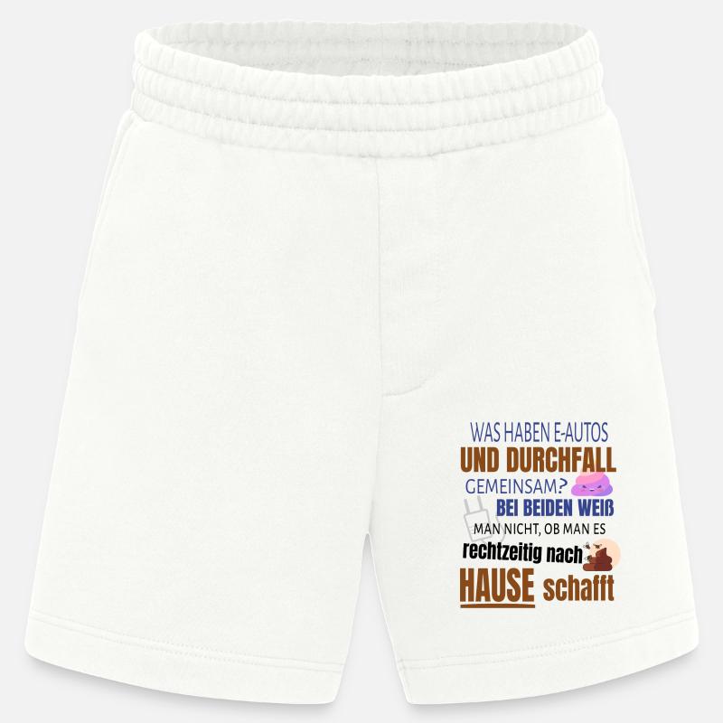 Lustiger Spruch E-Auto Elektroauto - Heavyweight Shorts - made by SPREAD - OFF WHITE
