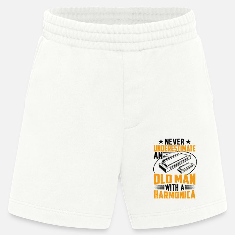Old Man With A Harmonica - Heavyweight Shorts - made by SPREAD  - OFF WHITE