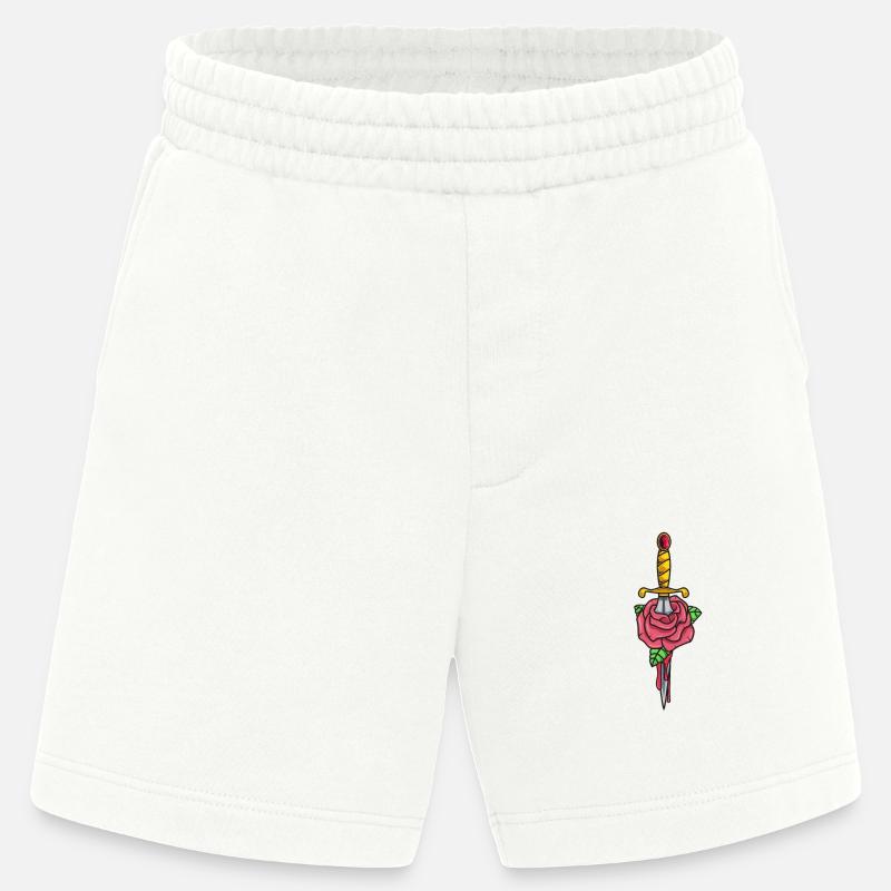 Gothic Dolch mit Rose - Heavyweight Shorts - made by SPREAD  - OFF WHITE