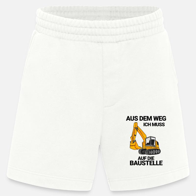 Baustelle Bagger Baggerfahrer Geschenk - Heavyweight Shorts - made by SPREAD - OFF WHITE
