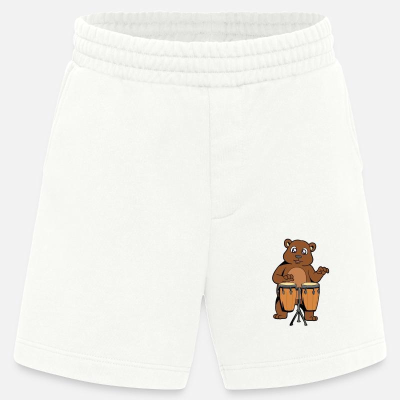 Comic Bär spielt Percussion - Heavyweight Shorts - made by SPREAD  - OFF WHITE