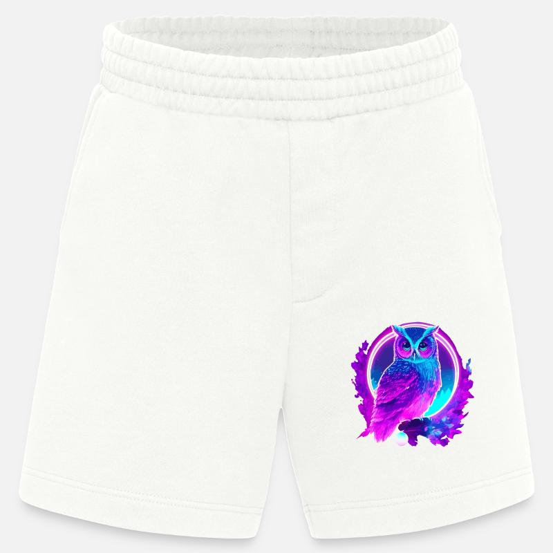 Eule Neon Moon Synthwave - Heavyweight Shorts - made by SPREAD  - OFF WHITE