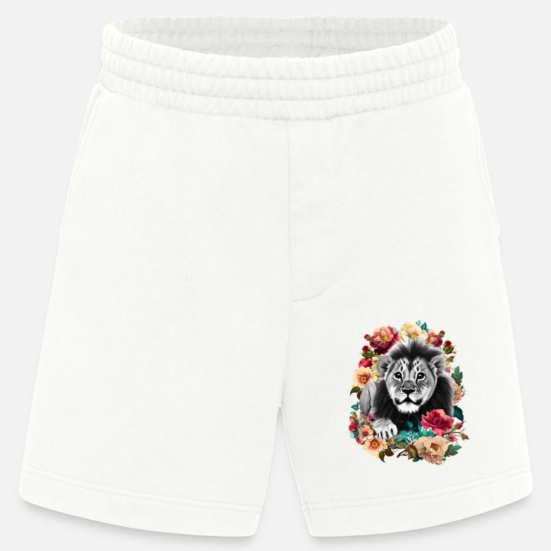 Löwe Blumen - Heavyweight Shorts - made by SPREAD - OFF WHITE