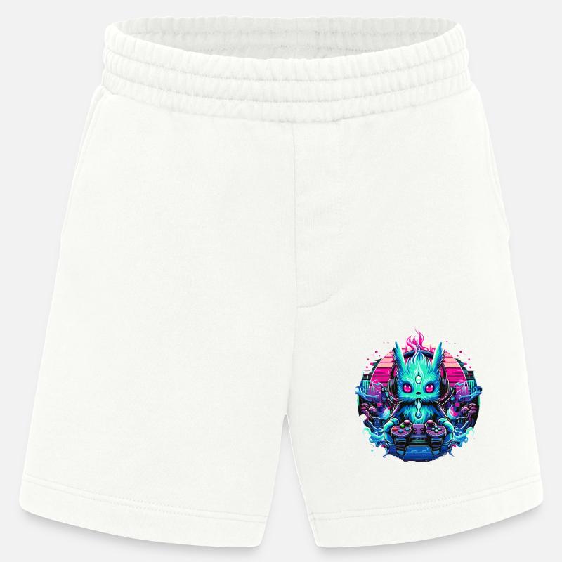 Synthwave Zocker Gaming Alien - Heavyweight Shorts - made by SPREAD  - OFF WHITE