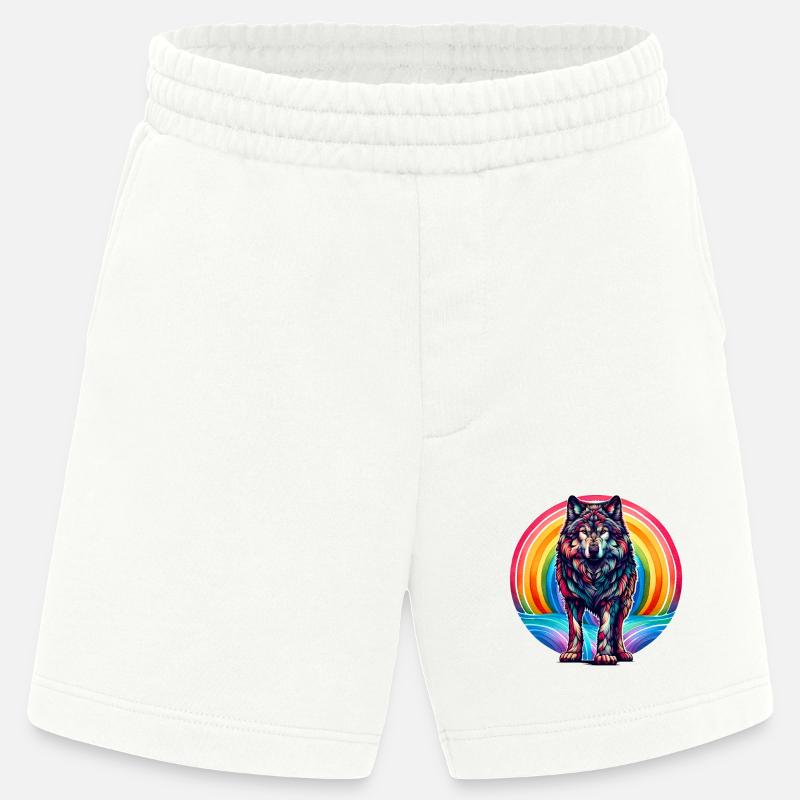 Regenbogen Wolf Wölfe - Heavyweight Shorts - made by SPREAD - OFF WHITE