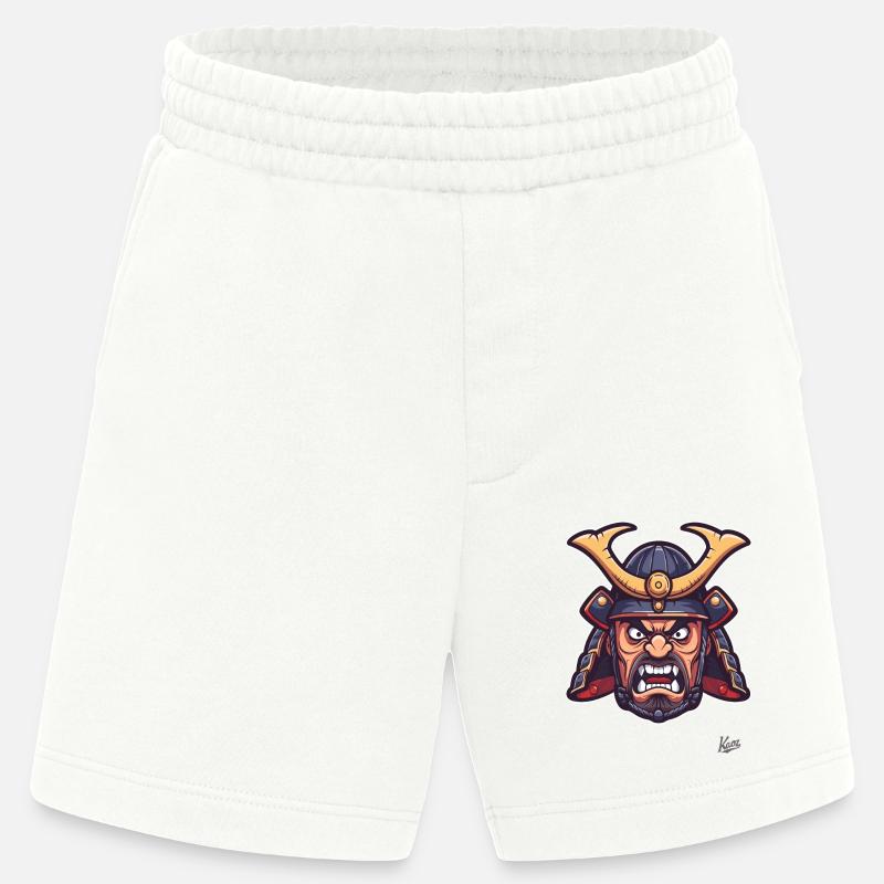Angry Japanese Edo Samurai Shogun - Heavyweight Shorts - made by SPREAD  - OFF WHITE