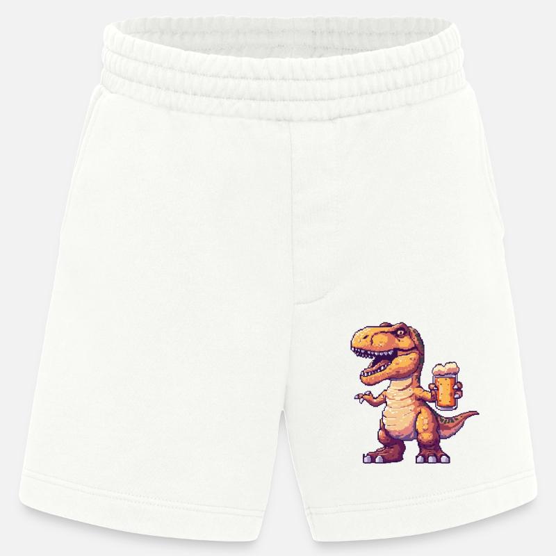 Dinosaurier T-Rex Bier Pixel - Heavyweight Shorts - made by SPREAD  - OFF WHITE