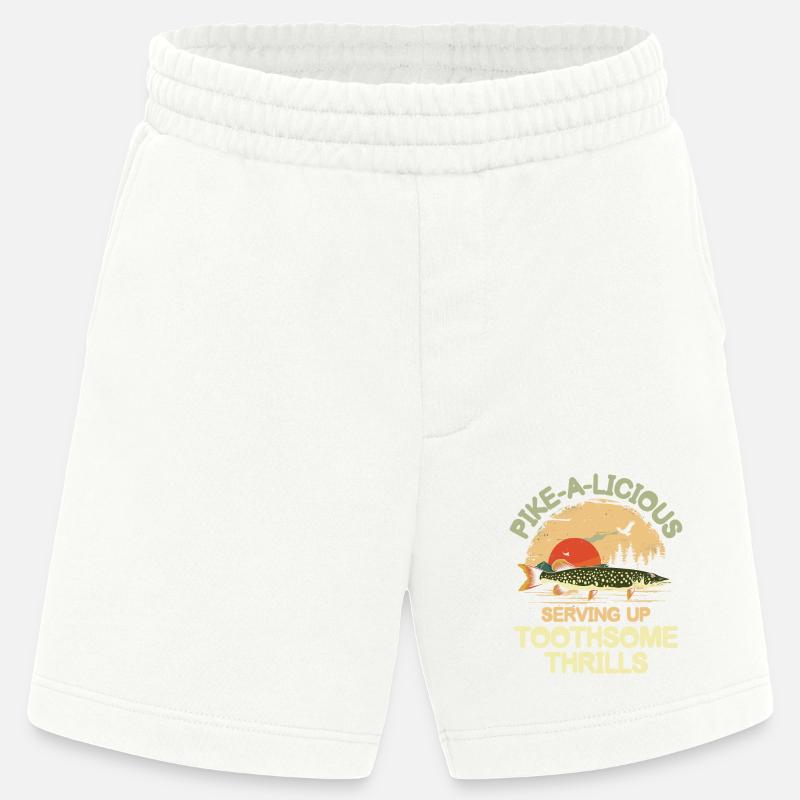 Pike-a-licious Serving Up Toothsome Thrills - Heavyweight Shorts - made by SPREAD - OFF WHITE
