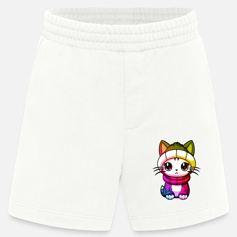 Katze Winter Tier Bunt Comic - Heavyweight Shorts - made by SPREAD  - OFF WHITE