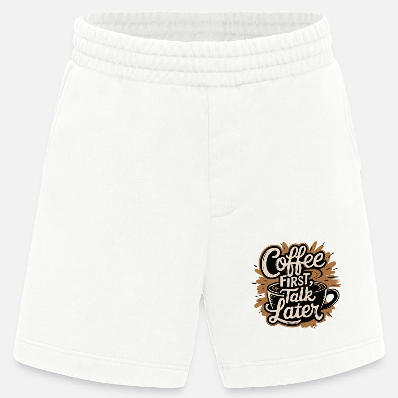 KAFFEE ERST GESPRÄCH SPÄTER - Heavyweight Shorts - made by SPREAD  - OFF WHITE