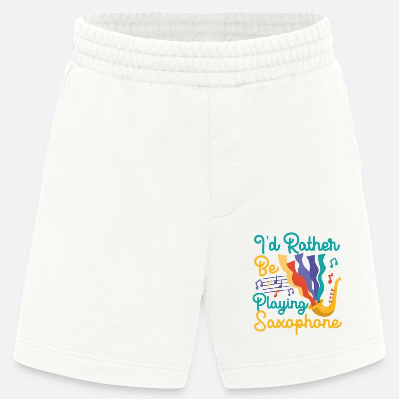 Saxophone I'd Rather Be Playing - Heavyweight Shorts - made by SPREAD - OFF WHITE