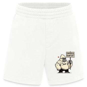 Gorilla Protest mit Schild: Dönerpreise runter! - Heavyweight Shorts - made by SPREAD  - OFF WHITE - Vorne