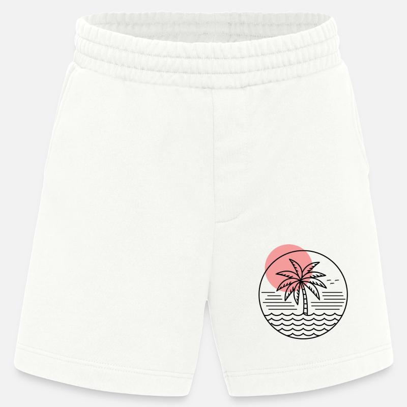 Palm Tree Circle - Heavyweight Shorts - made by SPREAD - OFF WHITE