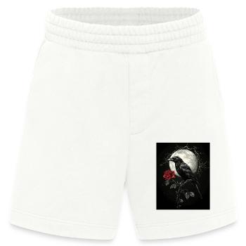 Rabe Rose Mond Düster Gothic Schwarze Krähe - Heavyweight Shorts - made by SPREAD  - OFF WHITE - Vorne