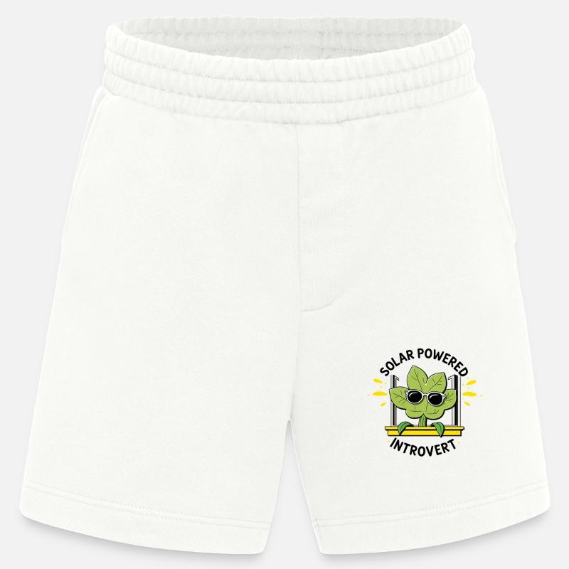 Solar Powered Introvert – Plant Joke - Heavyweight Shorts - made by SPREAD  - OFF WHITE