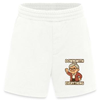 Oma mit Daumen runter, Nieder mir Allem - Heavyweight Shorts - made by SPREAD  - OFF WHITE - Vorne