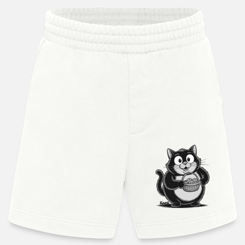 Dicke Katze mit Keks Snacks - Heavyweight Shorts - made by SPREAD - OFF WHITE