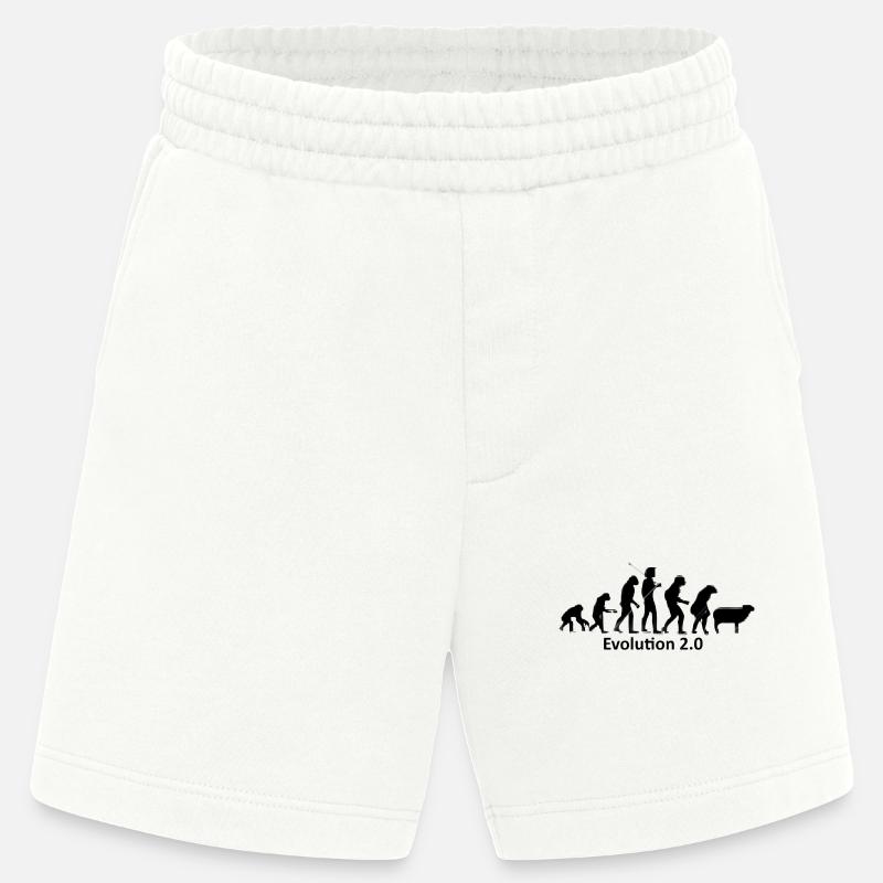 Human evolution in silhouette - Heavyweight Shorts - made by SPREAD  - OFF WHITE